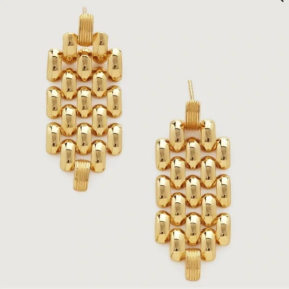 NIB Monica Vinader Heirloom Chain Earrings 18K Gold Vermeil Statement Classic - Picture 6 of 8